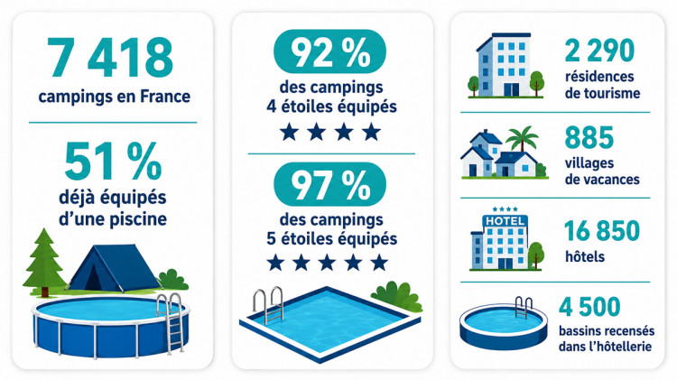 Les chiffres cl&eacute;s du march&eacute; des piscines priv&eacute;es &agrave; usage collectif dans les h&eacute;bergements touristiques en France