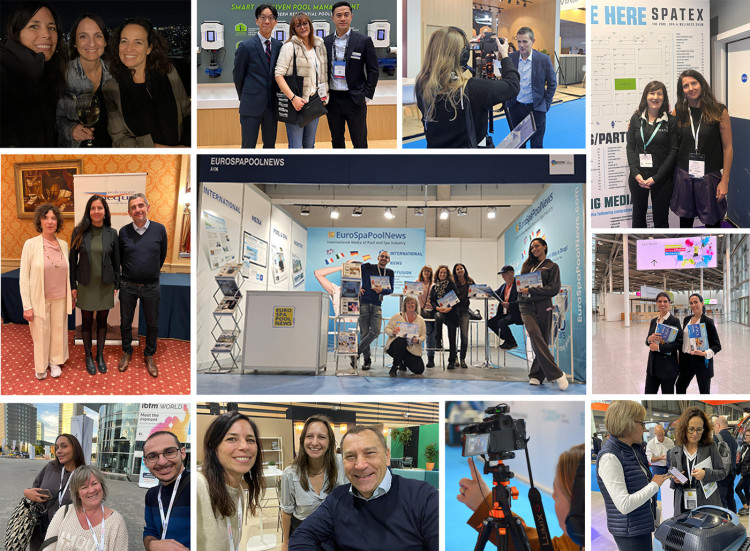 The EuroSpaPoolNews team meeting pool and spa professionals at various European trade shows in 2025