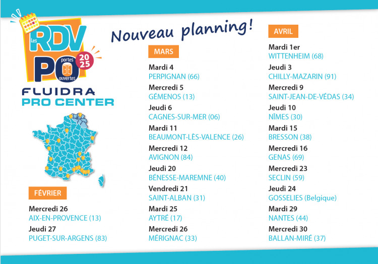 calendrier des Rendez-vous Portes Ouvertes Fluidra