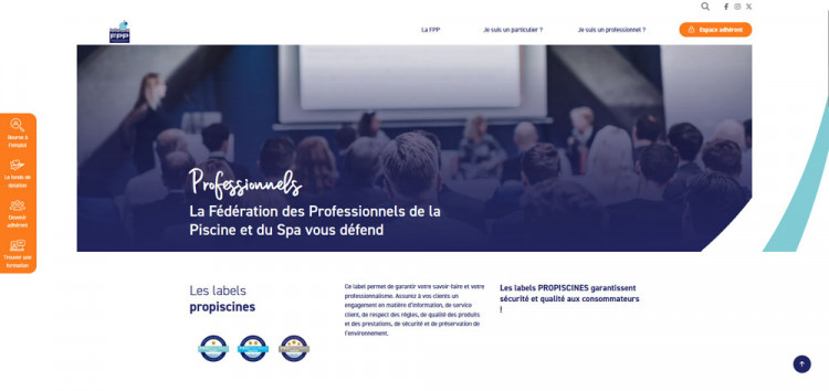 Page d'accueil de l'espace Professionnel du site de la FPP