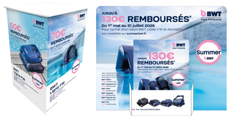 Podium et PLV de comptoir de l'op&eacute;ration Summer 2026