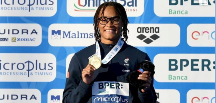 Analia Pigrée, medalla de oro en los 50 metros espalda en el Campeonato de Europa de Natación de Rom