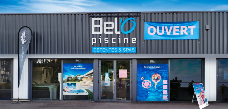 Devanture nouveau magasin Bel'O Piscine à Sarreguemines ouvert depuis mars 2024