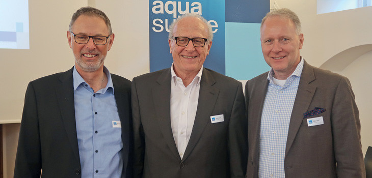 Yves Burgener, Enrico Ravasio e Olivier Savoy di aqua suisse hanno accolto calorosamente i membri de