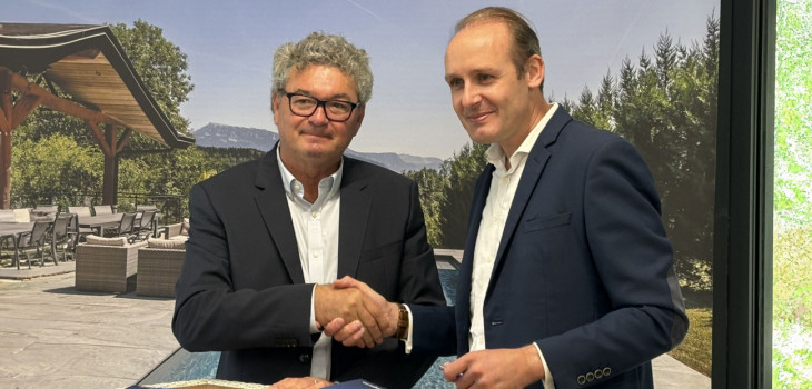 Hervé Ricard, président de Piscines Magiline, et Julien Blanchard, co-fondateur d’Hoffmann Green