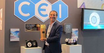 CCEI receives a Golden Wave Award at the Aquanale trade show for its wireless pool spotlight, Micro Plug in Pool