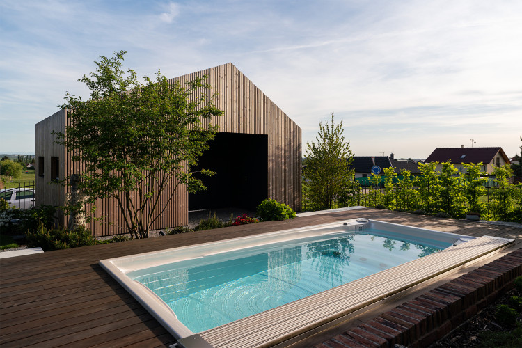 USSPA swim spa on a terrace
