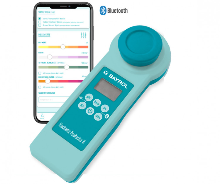 neue Elektronische Pooltester II von BAYROL mit Bluetooth-Verbindung