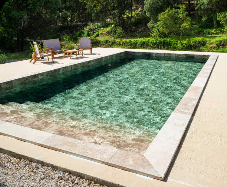 Piscine avec membrane armée 3D Surface Be Brane coloris Coral Reef Sand