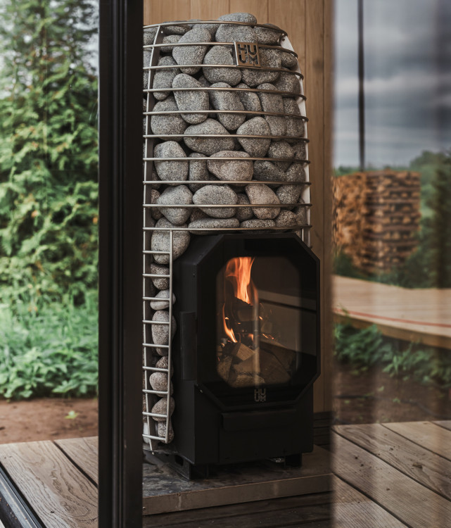 The HIVE Flow wood-burning sauna stove