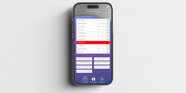 Le professionnel peut superviser son parc de pompes à chaleur via l'appli WPool
