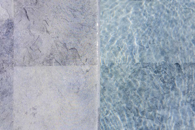 Zoom sur membrane arm&eacute;e piscine 2 mm effet carreaux CERAMICS EVOLVE - rendu design contemporain haut de gamme