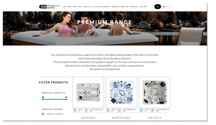 Premium Spas by Platinum Spas website