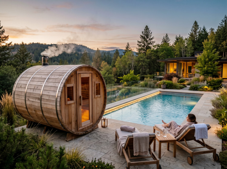 exterior sauna and swimming pool