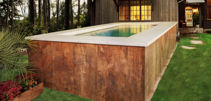 Self-supporting modular concrete panel pool Rock Pool above ground version