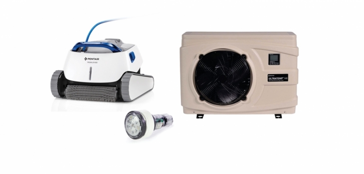 robot prowler 930 piscina proyector MicroBrite Color y bomba de calor UltraTemp HX TradeGrade