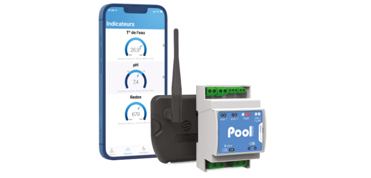Kit de piscina conectada e-Pool Connect con antena de relé y reloj conectado